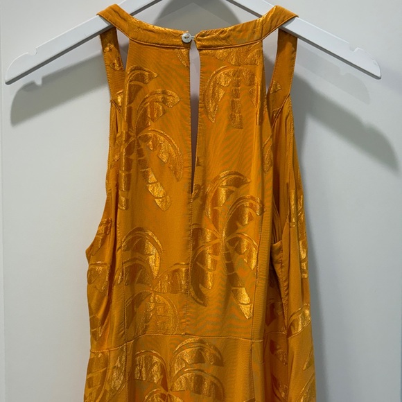 Farm Rio x Anthropologie Orange/Gold V-Neck Tiered Maxi Dress, Size S - Picture 9 of 14